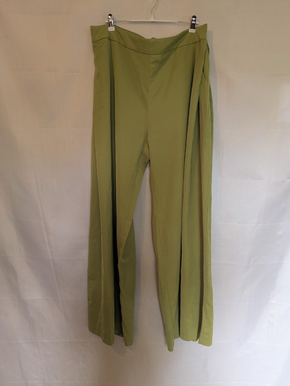 Vintage Galaxy Pleated Wide Leg Pants Satin Light Olive XXL